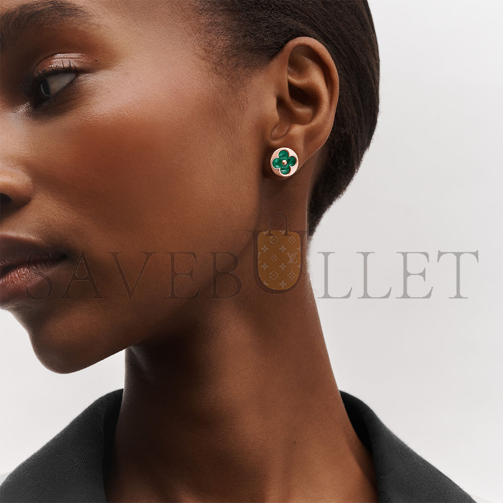 l**is V*t*n color blossom bb sun single stud earring - with rose gold and malachite q96673